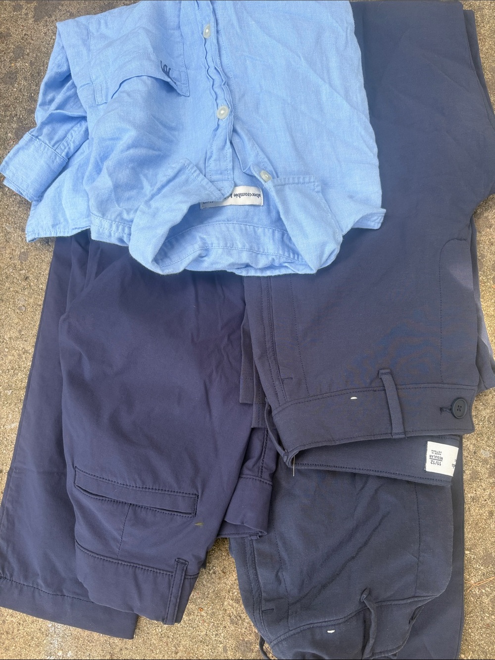 Blue Button-Down Shirt with Navy Bottoms